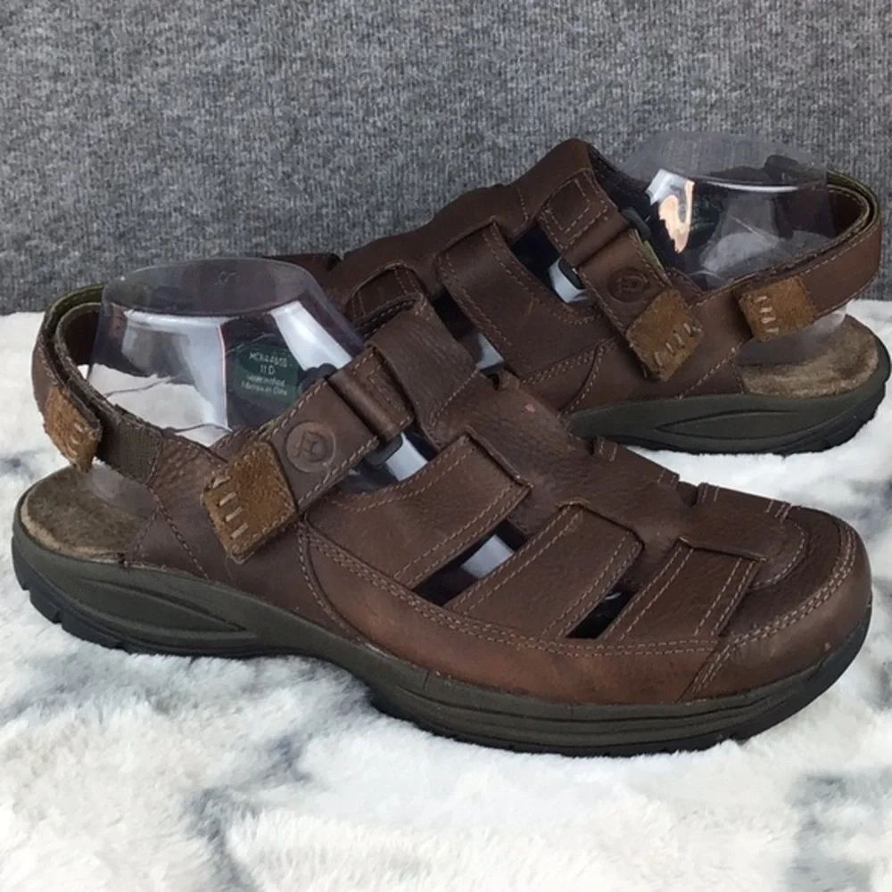 Dunham Brown Leather Adjustable Slip‎ On Fisherman Sandals Size 11D